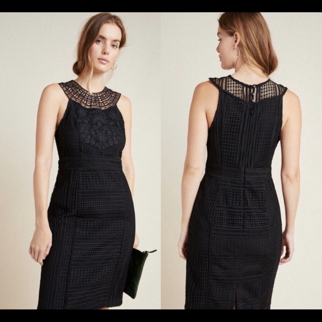 Anthropologie Dylan Lace Mini Dress Black Sz 16